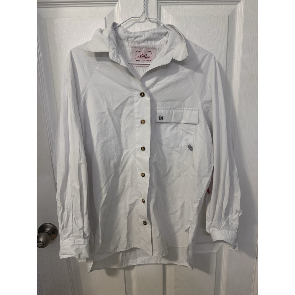 Lady Captain Shirt Womens Small White Vented Fishing Button Up Shirt NWT Texas